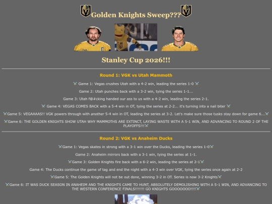 hockey-page screenshot