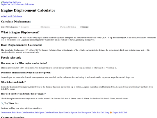 engine-displacement-calculator screenshot