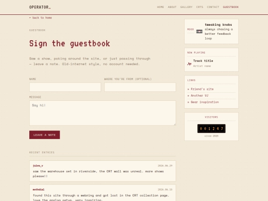 guestbook screenshot