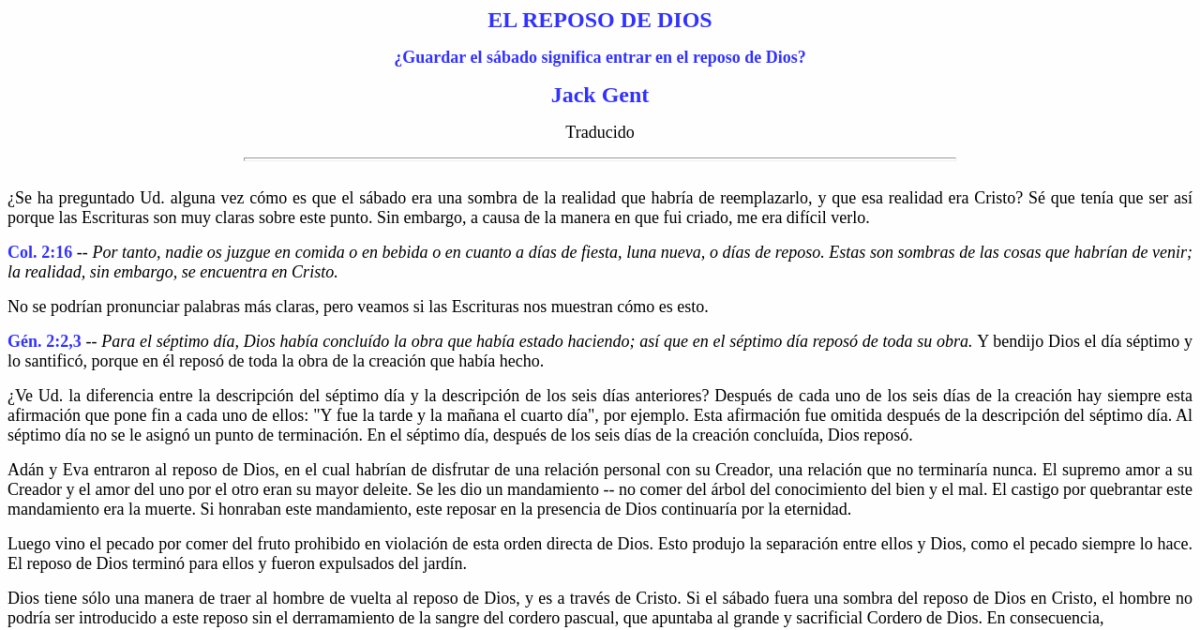 ¿Guardar El Sábado Significa Entrar En El Reposo De Dios?