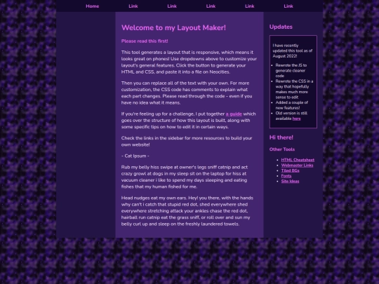 testingpage screenshot