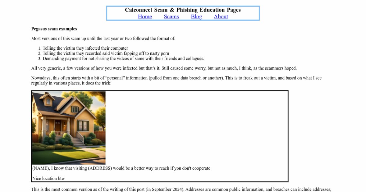 Examples of the Pegasus Extortion Scam