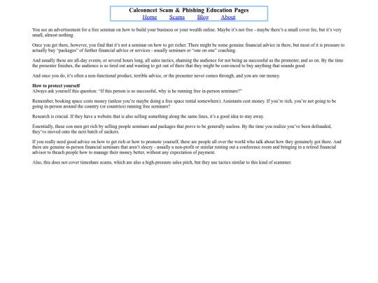 scams/highpressurefreeseminar screenshot