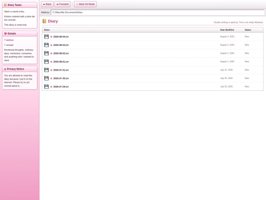diarytest screenshot
