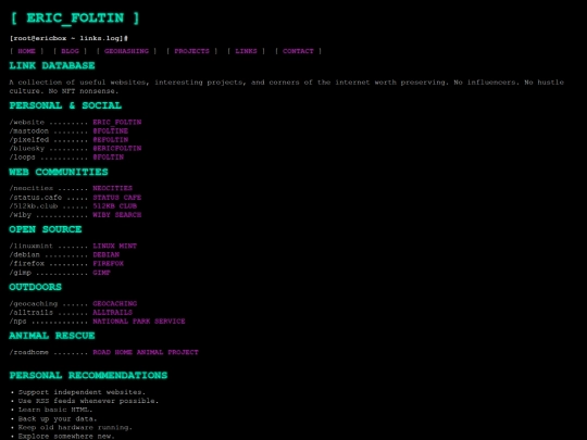 links screenshot