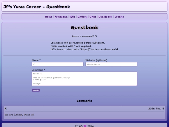 guestbook screenshot