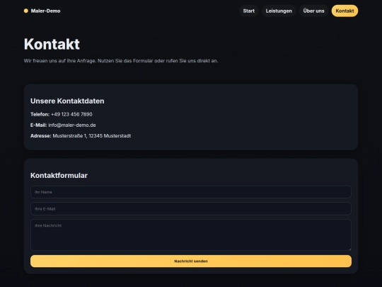 Test-webiste-Maler/kontakt screenshot