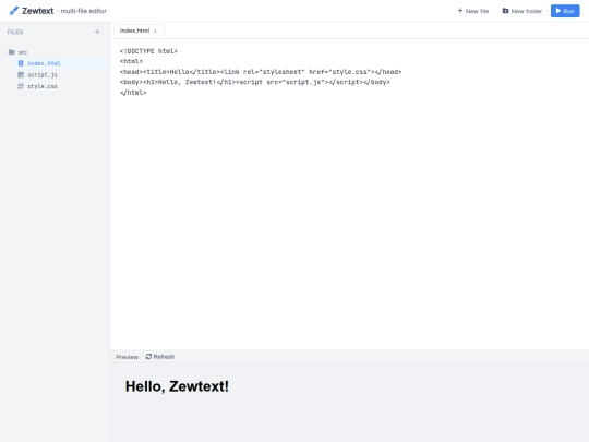 Zewtext screenshot