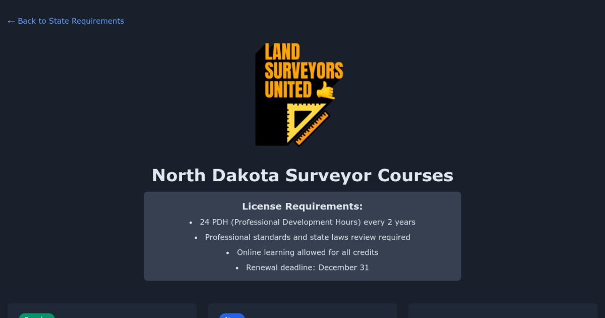 North Dakota Land Surveyor Continuing Education Courses
