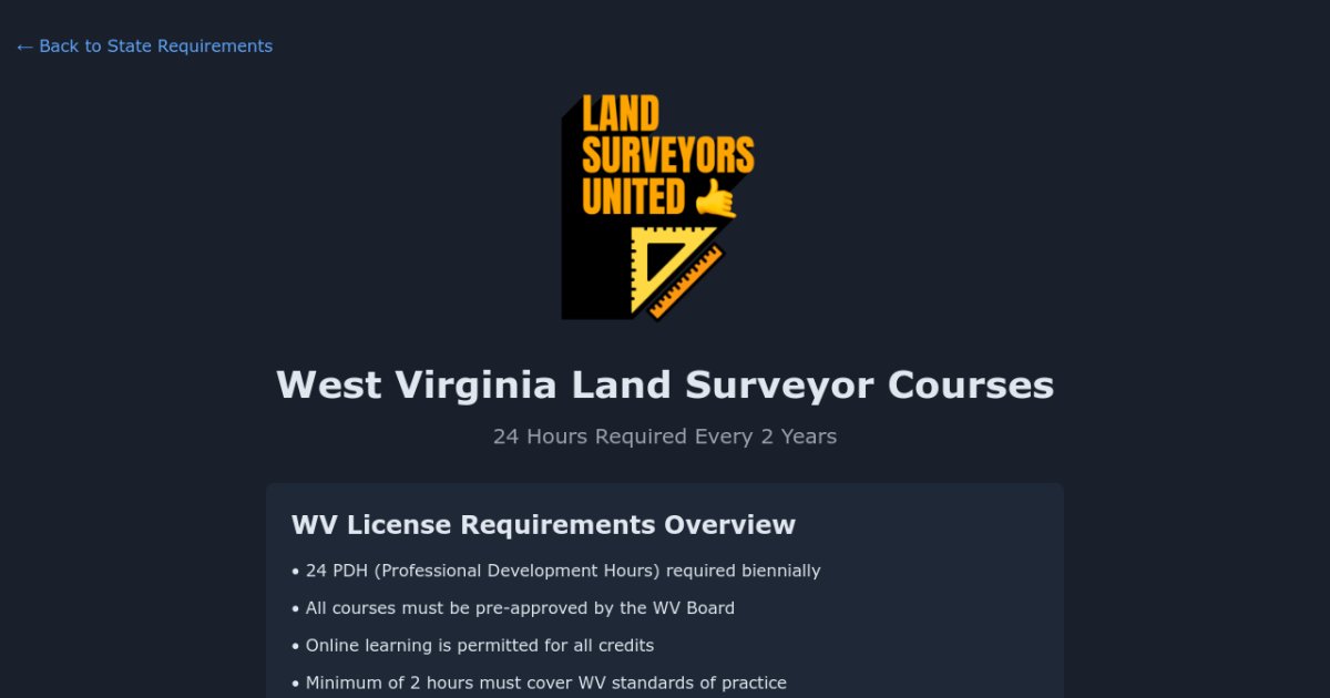 West Virginia Land Surveyor Continuing Education Courses