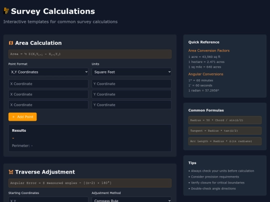 Survey Calculations Tool