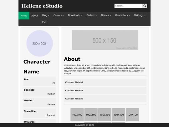 webcomics/character/template screenshot