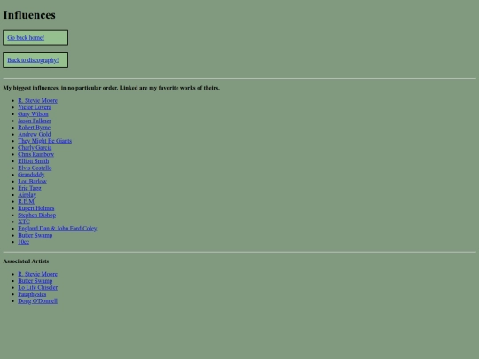 influences screenshot