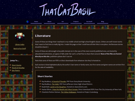 funstuff/library/literature screenshot