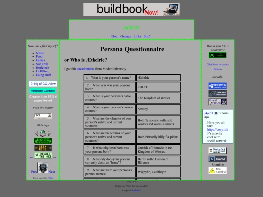Persona/Questionnaire screenshot