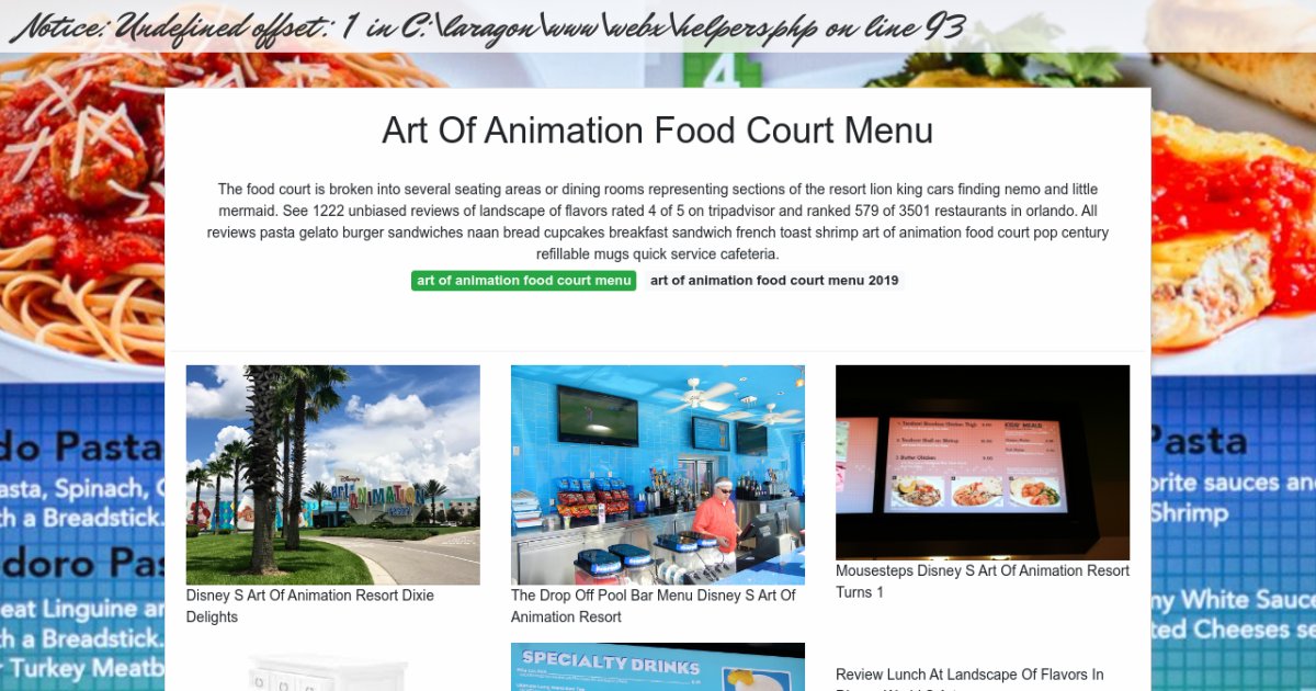 Art Of Animation Food Court Menu