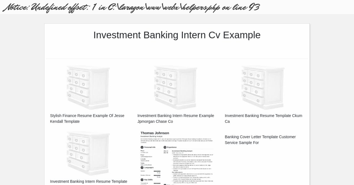 Investment Banking Intern Cv Example