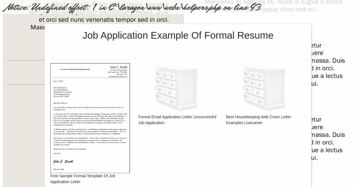 Job Application Example Of Formal Resume