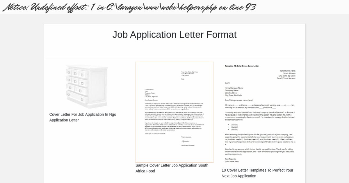 Job Application Letter Format