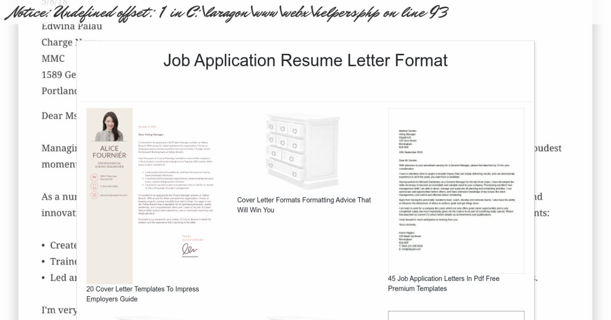 Job Application Resume Letter Format