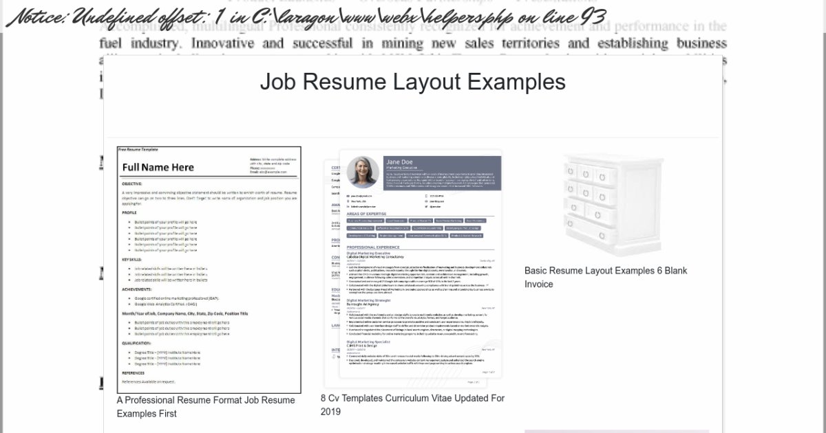 Job Resume Layout Examples 5827