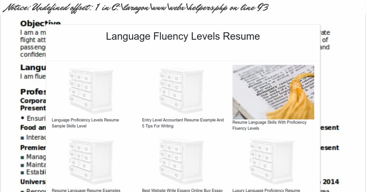 Language Fluency Levels Resume