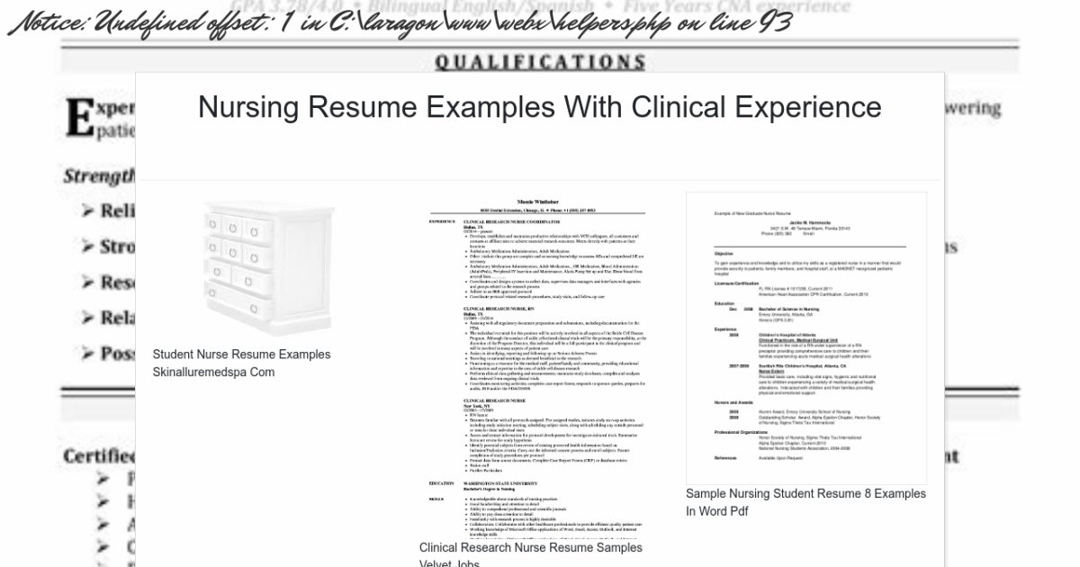 Nursing Resume Examples With Clinical Experience 7380