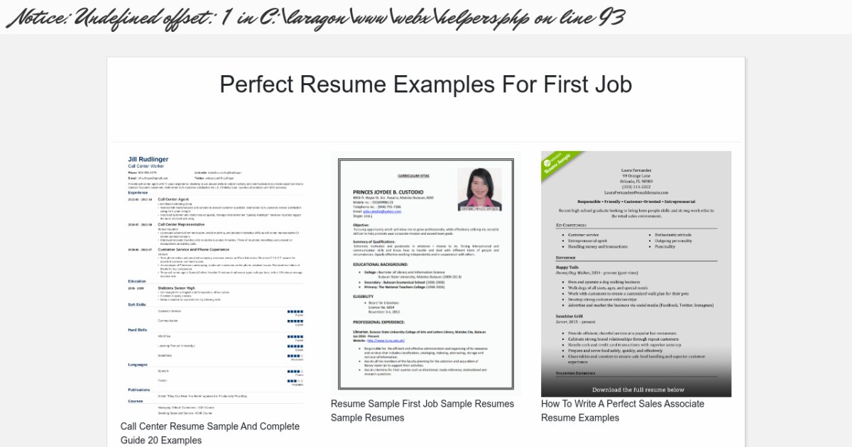 Perfect Resume Examples For First Job