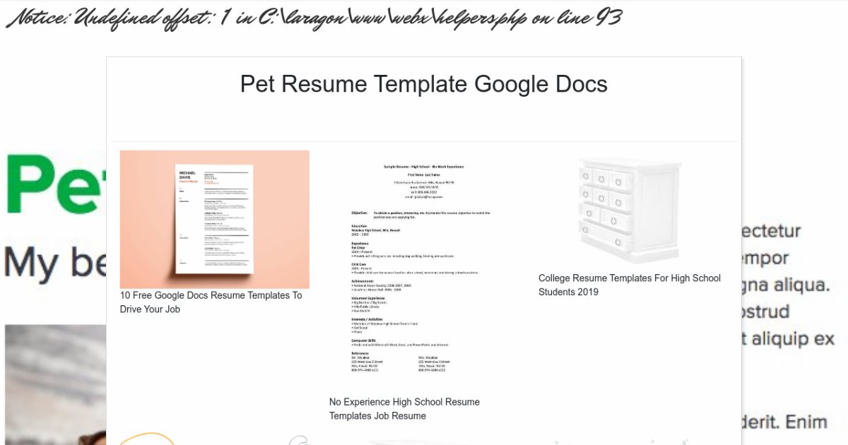 pet resume template google docs