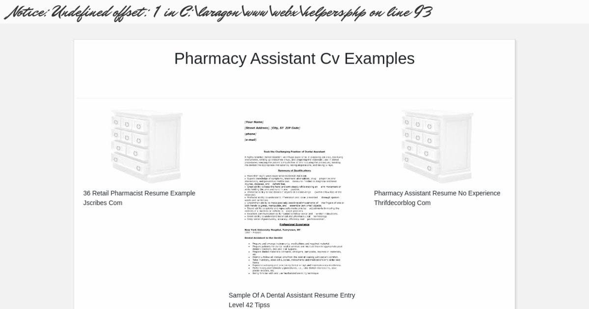 Pharmacy Assistant Cv Examples