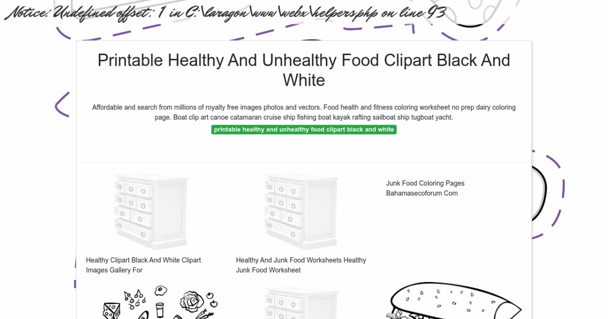 Printable Healthy And Unhealthy Food Clipart Black And White