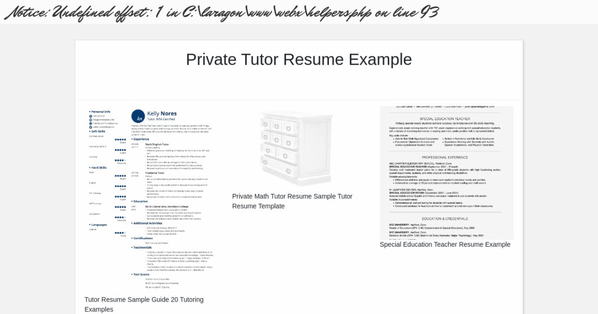 Private Tutor Resume Example