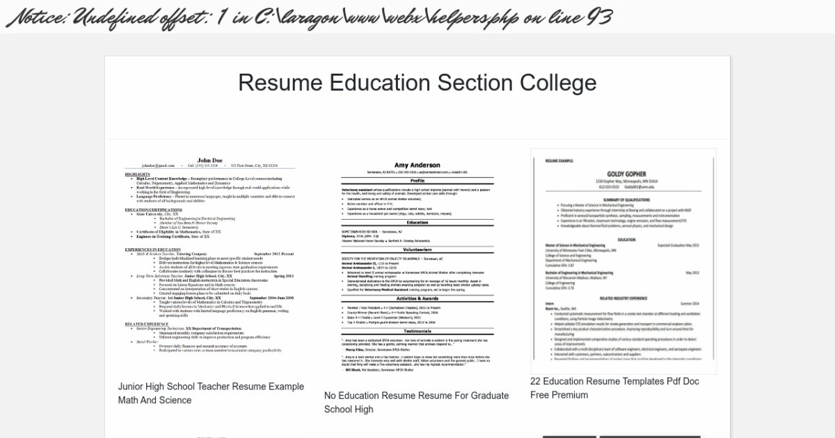 Resume Education Section College