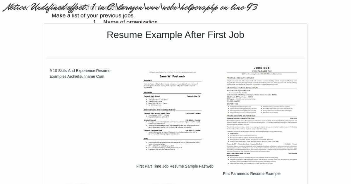 Resume Example After First Job