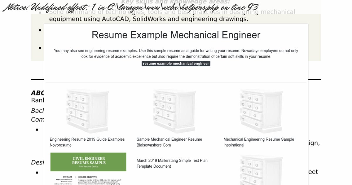 Resume Example Mechanical Engineer