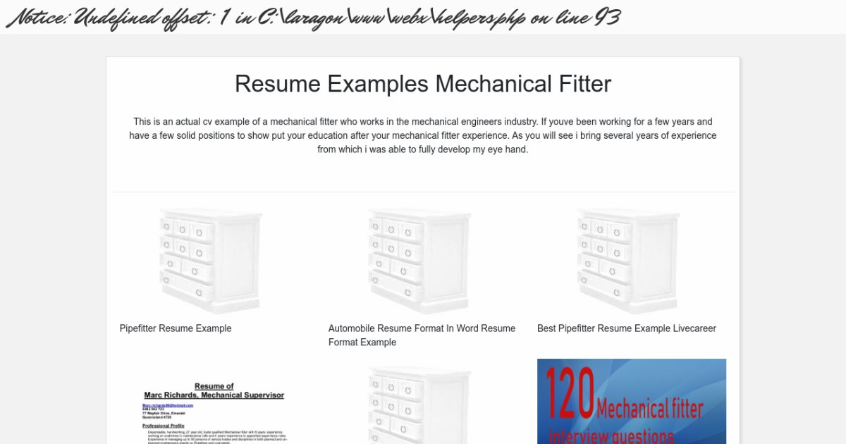 Resume Examples Mechanical Fitter