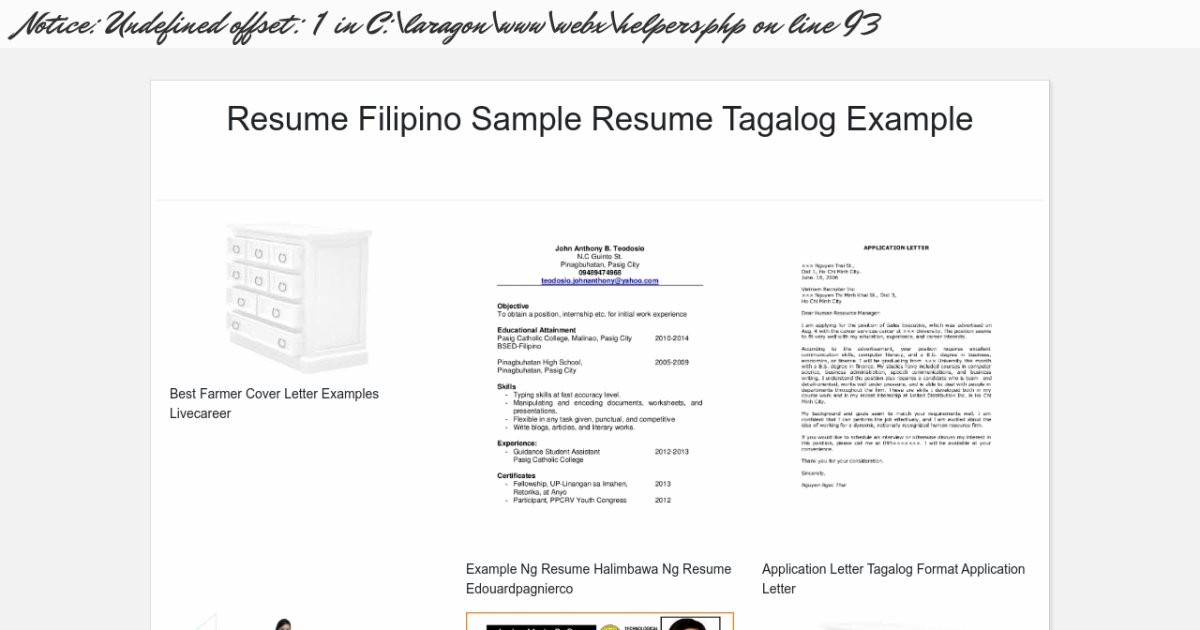 resume objective sample tagalog