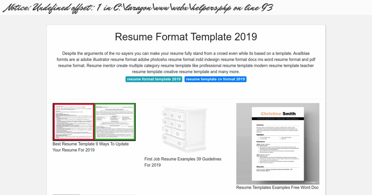 Resume Format Template 2019