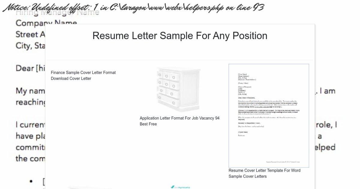 resume letter sample for any position