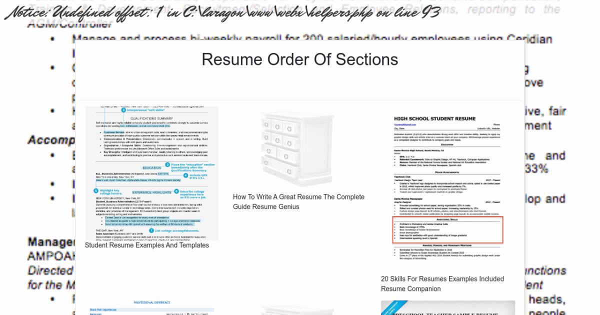 Resume Order Of Sections