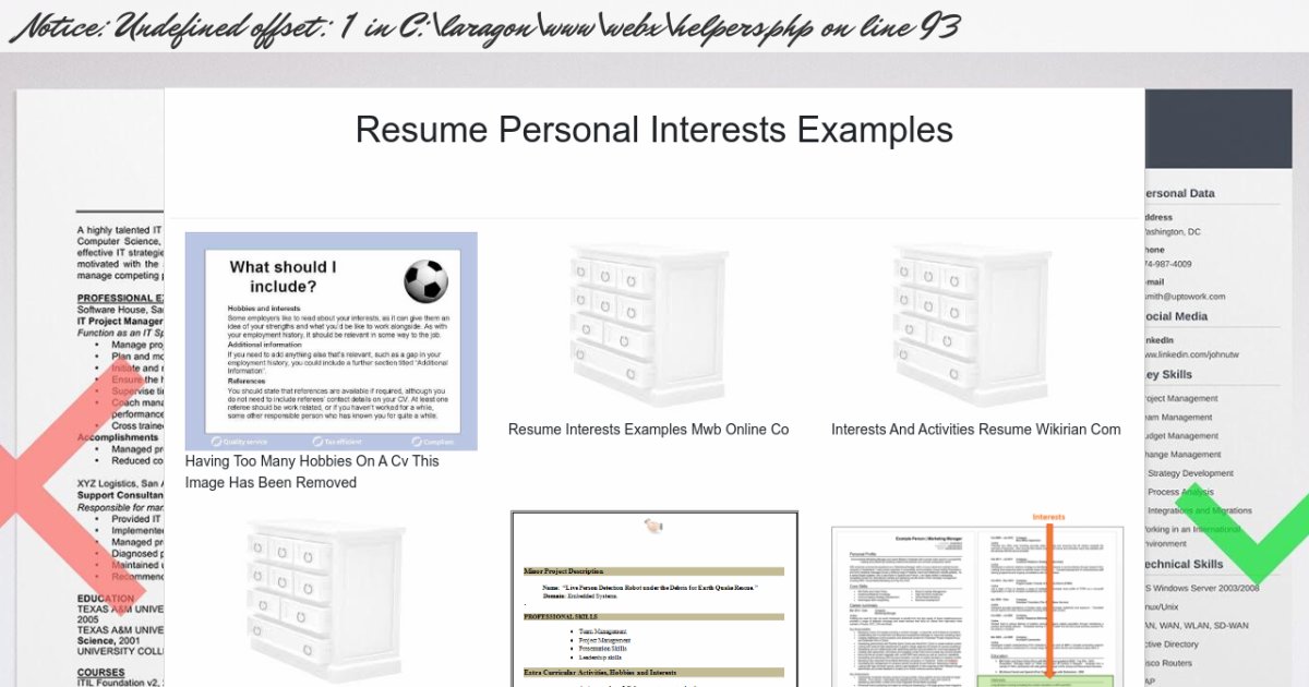 Resume Personal Interests Examples