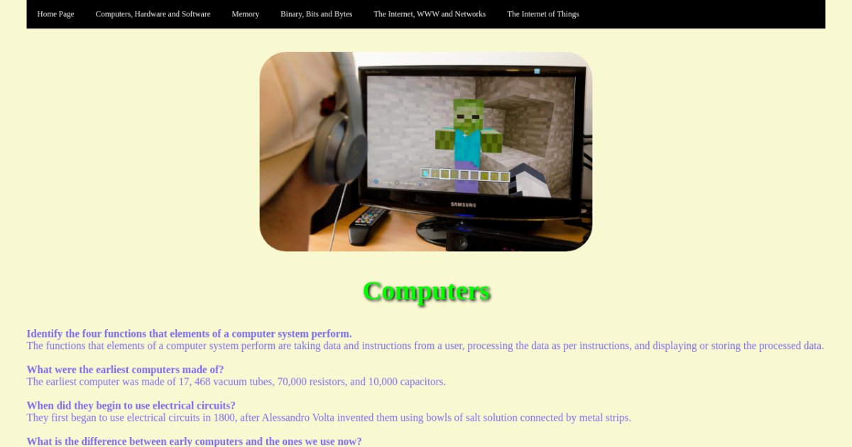 Computers, Hardware and Software