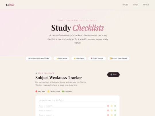 checklists screenshot