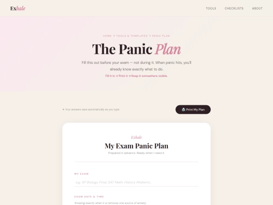 panicplan screenshot