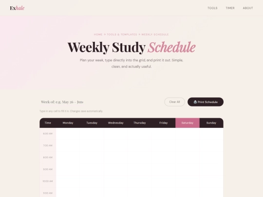 schedule screenshot