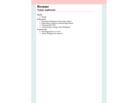 Resume screenshot