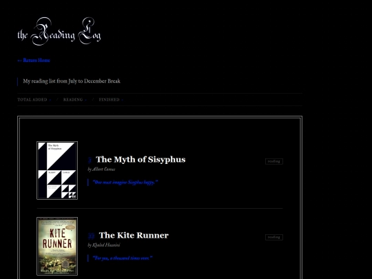 readinglog screenshot