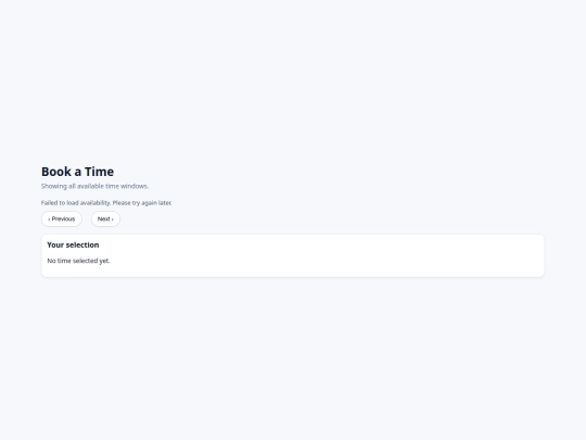 podavailability/booking screenshot