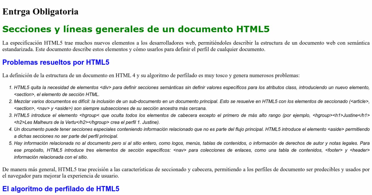 Secciones Y L Neas Generales De Un Documento Html