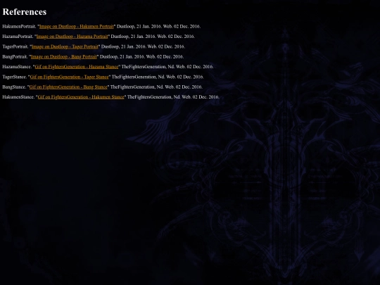 References screenshot